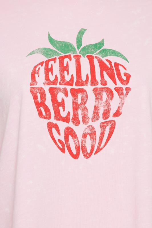 LIMITED COLLECTION Plus Size Pink 'Berry Good' Acid Wash T-Shirt | Yours Clothing 6