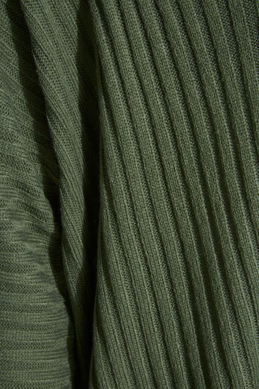 Plus Size Curve Khaki Green Ribbed Knitted Maxi Cardigan | Yours Clothing 5
