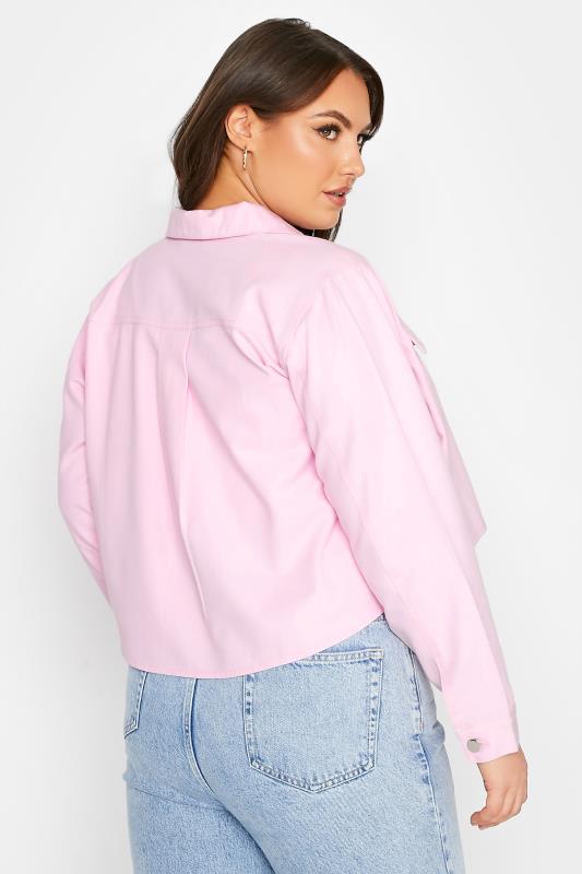 LIMITED COLLECTION Plus Size Pink Cropped Twill Jacket | Yours Clothing 3