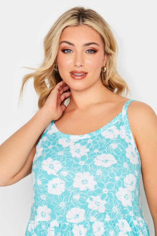 YOURS Curve Plus Size Blue Floral Tiered Maxi Sundress | Yours Clothing  4