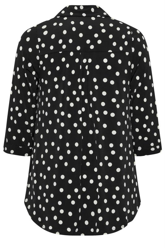 YOURS LONDON Plus Size Black Polka Dot Print Shirt | Yours Clothing 7