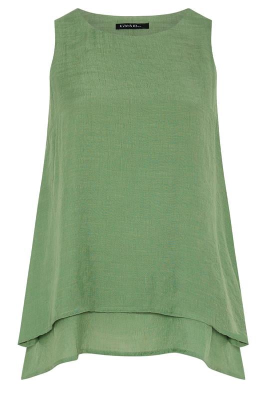 EVANS Plus Size Khaki Green Double Layer Vest Top | Evans 6