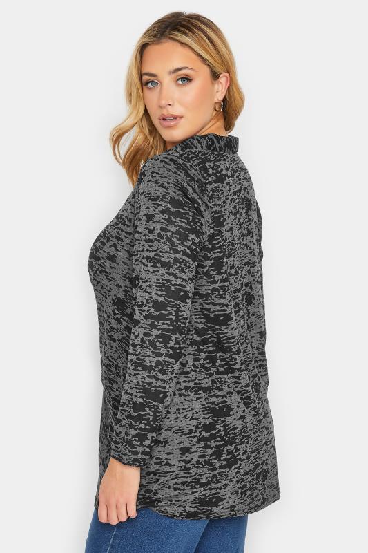 YOURS Plus Size Black Burnout Ruched Front Shirt | Yours Clothing  3