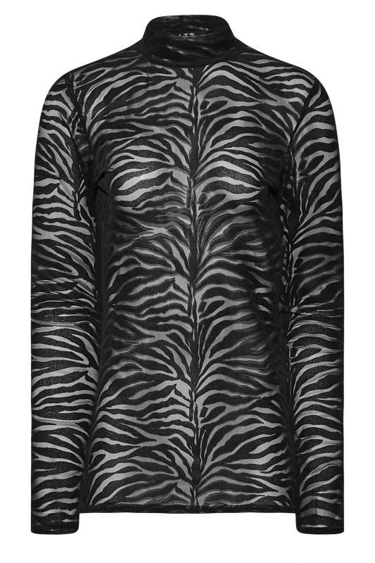 LTS Tall Black Zebra Print Mesh Top 7