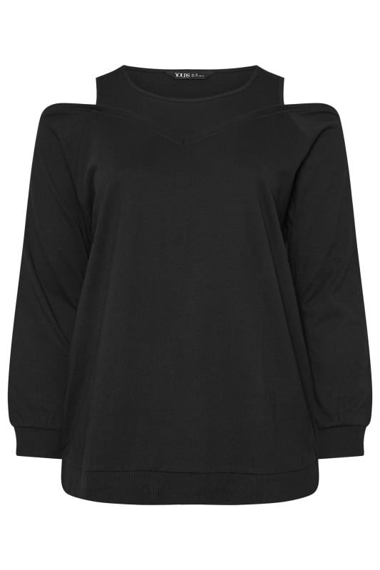 YOURS Plus Size Black Cold Shoulder Sweatshirt | Yours Clothing  5