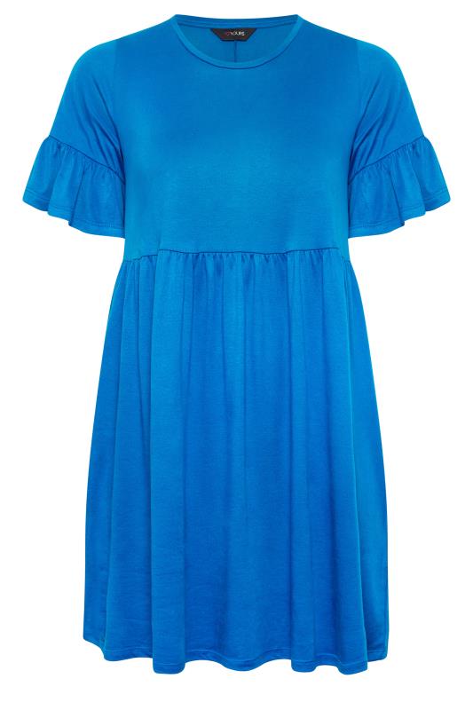 YOURS Plus Size Cobalt Blue Frill Sleeve Smock Dress | Yours Clothing 6