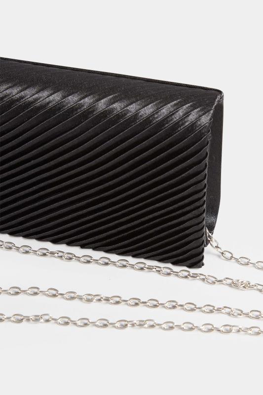 Black Pleated Satin Clutch Bag | Yours Clothing 7