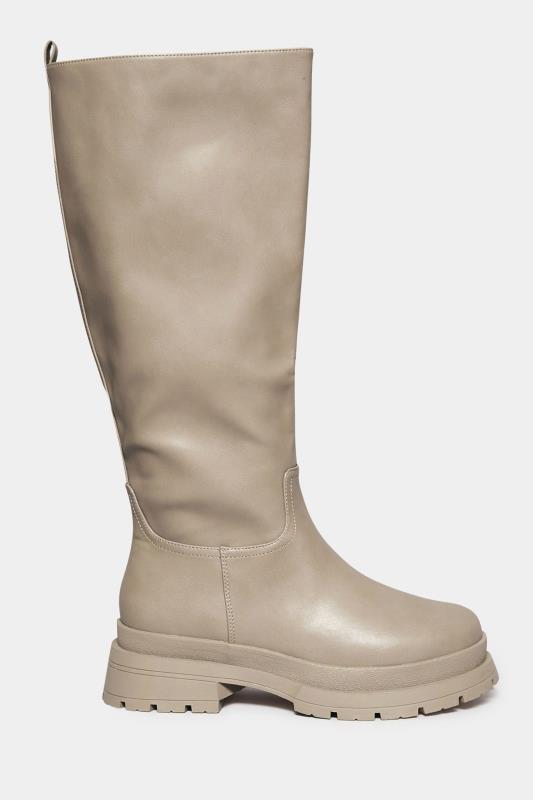 LIMITED COLLECTION Beige Brown Faux Leather Knee High Boots In Extra Wide Fit 3