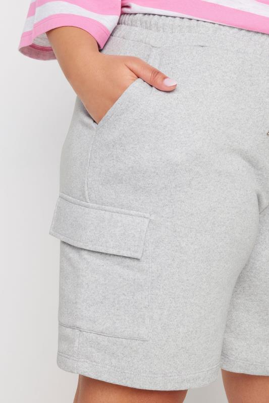 YOURS Plus Size Light Grey Cargo Jogger Shorts | Yours Clothing 4