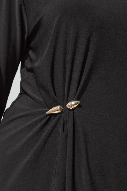YOURS LONDON Plus Size Black Buckle Detail Top | Yours Clothing 4