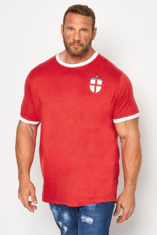 D555 Big & Tall Red England Football T-Shirt | BadRhino 1