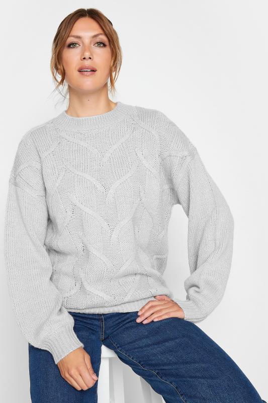 LTS Tall Grey Chunky Cable Knit Jumper | Long Tall Sally 4