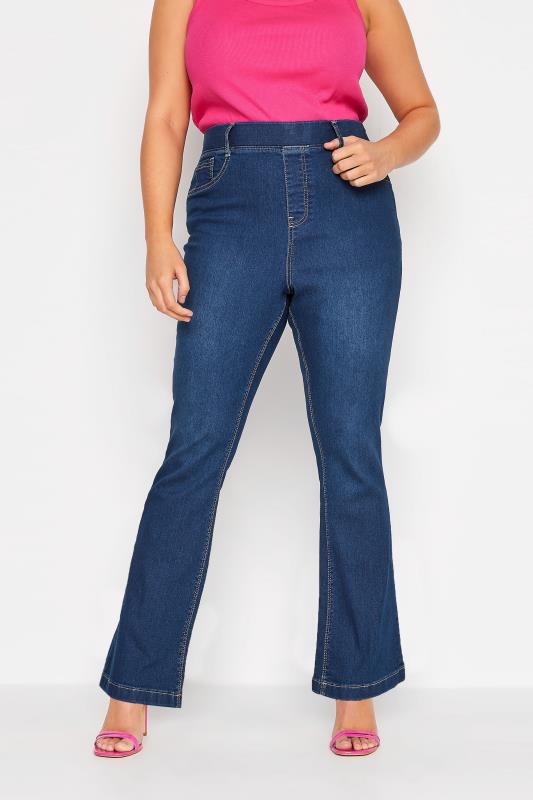 Plus Size  Curve Blue Stretch Pull-On HANNAH Bootcut Jeggings