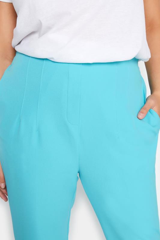 YOURS Plus Size Curve Bright Blue Darted Waist Tapered Trousers  3