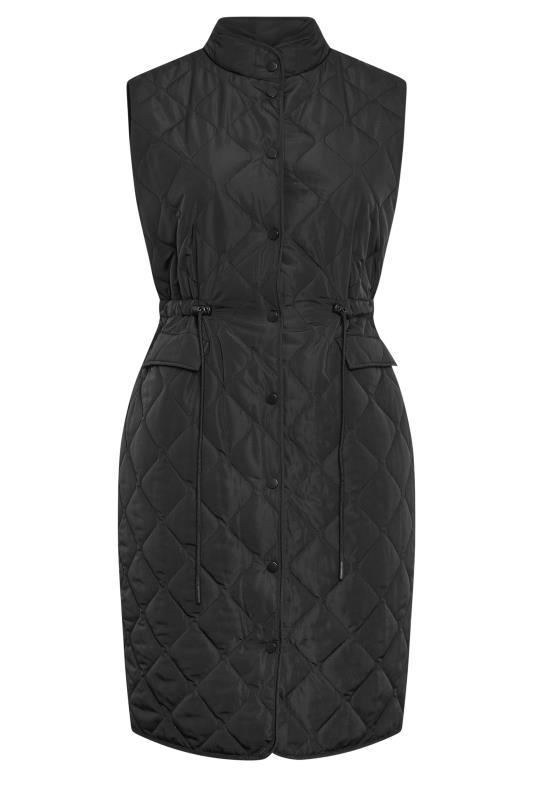YOURS Plus Size Black Lightweight Quilted Midi Gilet | Yours Clothing 5