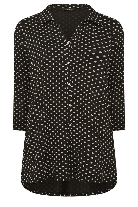 Plus Size Black & White Polka Dot Long Sleeve Shirt | Yours Clothing 6