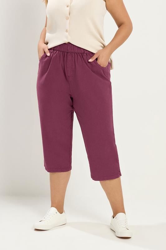  YOURS Curve Cherry Red Cropped Trousers