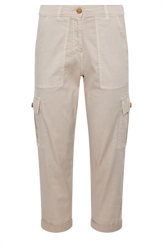 M&Co Petite Natural Brown Straight Leg Cargo Trousers | M&Co 5