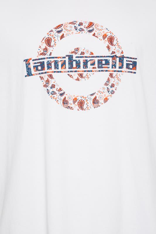 LAMBRETTA Big & Tall Plus Size White 'Lambretta'  Slogan T-Shirt | BadRhino  2
