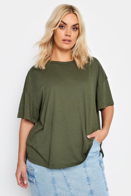  Grande Taille LIMITED COLLECTION Curve Khaki Green Step Hem Top