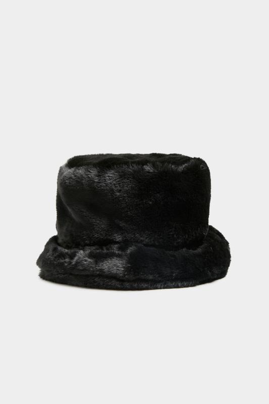 Plus Size Black Faux Fur Bucket Hat | Yours Clothing 3