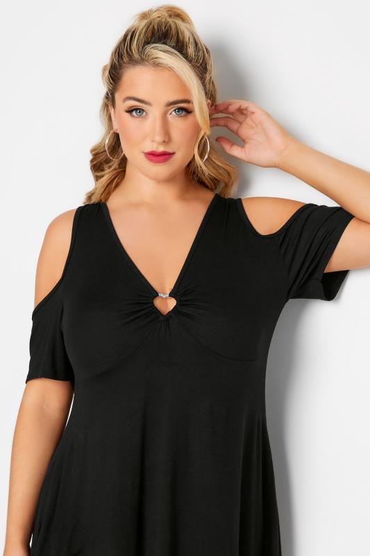 LIMITED COLLECTION Plus Size Curve Black Heart Trim Keyhole Short Sleeve Top | Yours Clothing  4