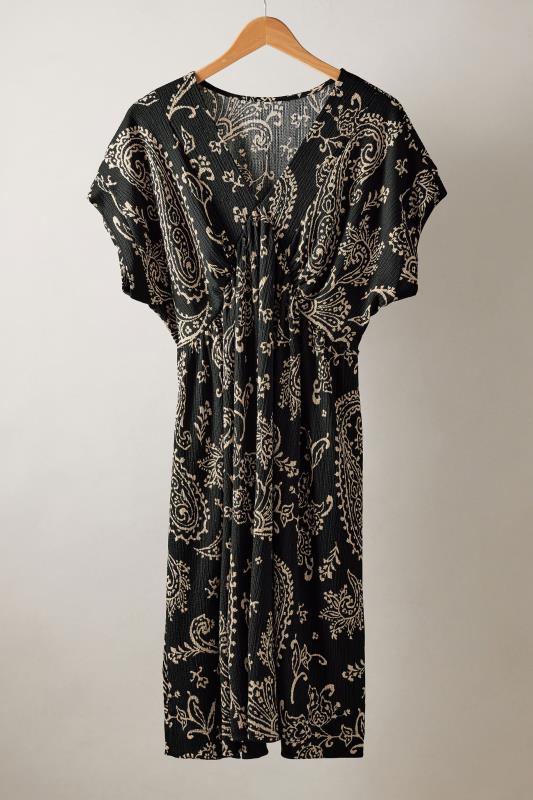 EVANS Plus Size Black Paisley Print Crepe Midi Dress | Evans 5