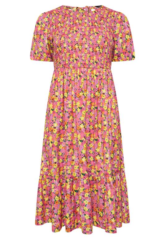 LIMITED COLLECTION Curve Plus Size Pink Ditsy Print Midaxi Dress | Yours Clothing  6