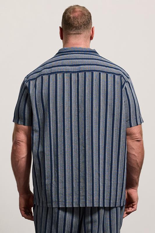 BadRhino Big & Tall Navy Blue & White Stripe Shirt | BadRhino 4