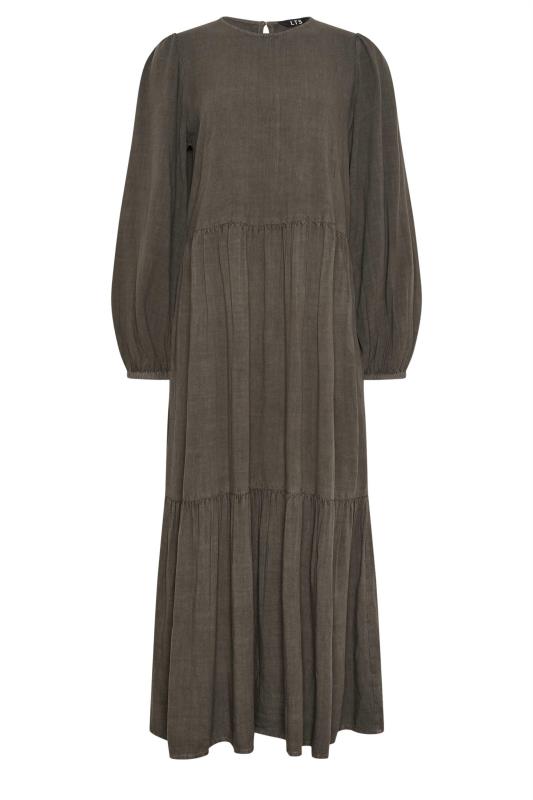 LTS Tall Womens Brown Acid Wash Tiered Maxi Dress | Long Tall Sally  6