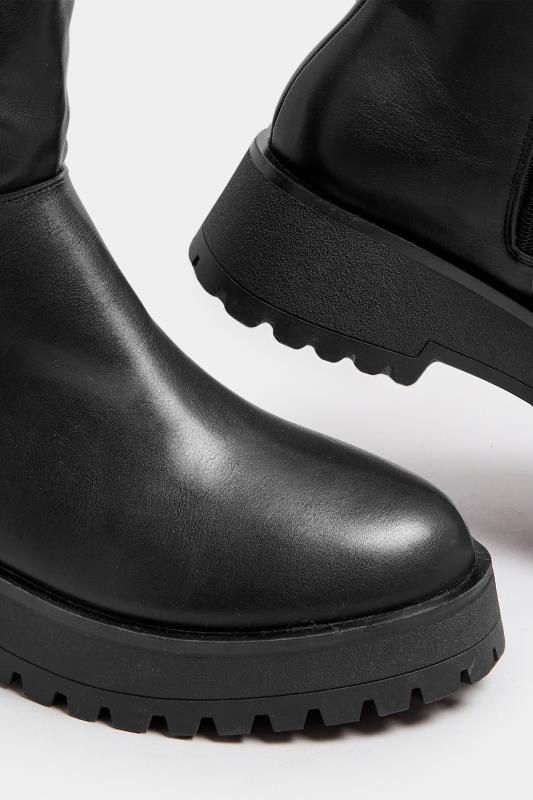 Black fake leather boots best sale