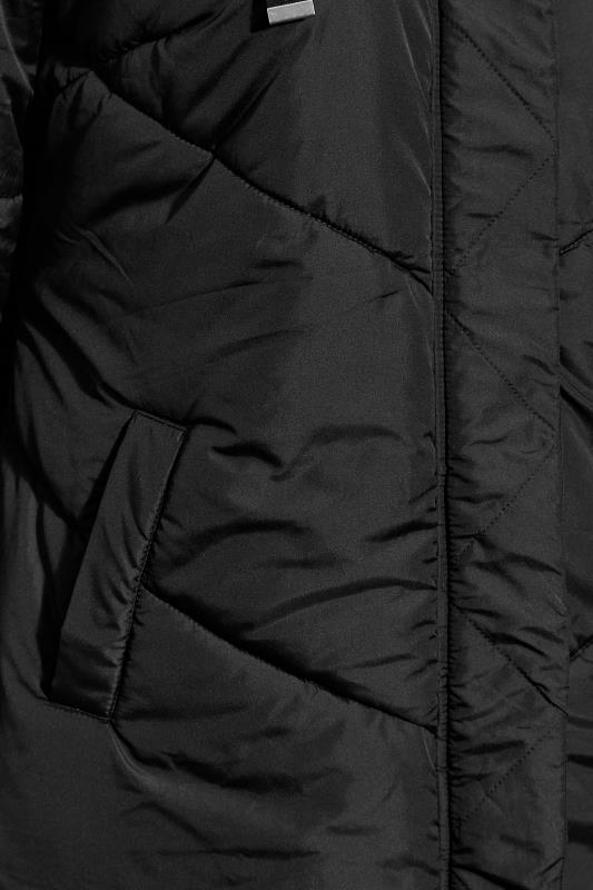 Plus Size Black Padded Maxi Coat | Yours Clothing 5