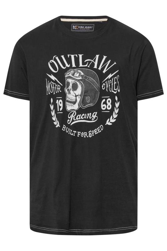 KAM Big & Tall Black Outlaws Skull Print T-shirt | BadRhino 3