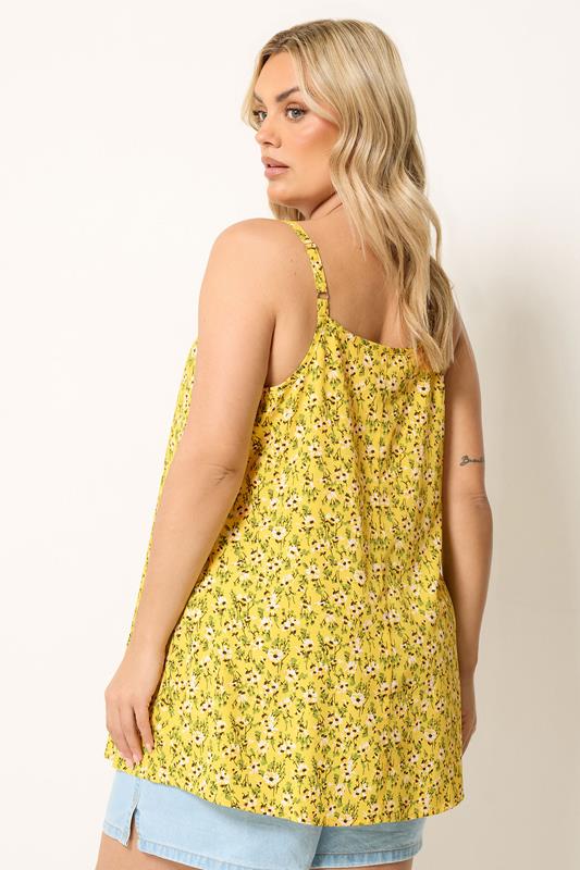 YOURS Plus Size Yellow Ditsy Floral Swing Vest | Yours Clothing 2