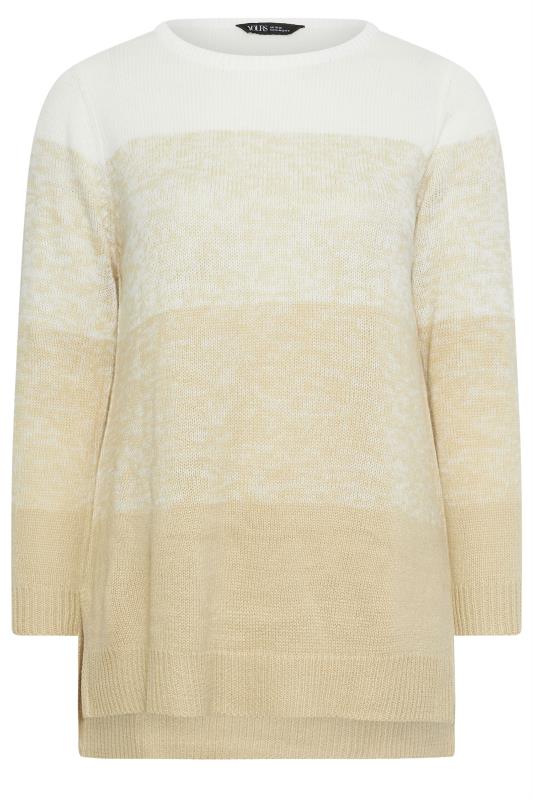 YOURS Plus Size Cream Colourblock Stripe Knitted Jumper | Yours Clothing 6