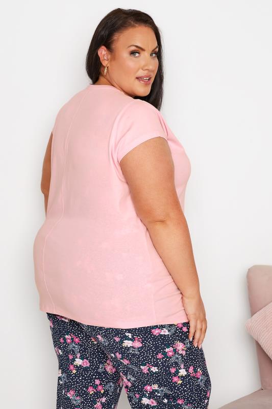 Plus Size Pink Placket Pyjama Top | Yours Clothing  3
