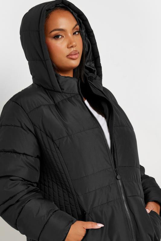 YOURS Curve Black Midi Padded Coat | Yours Clothing 5