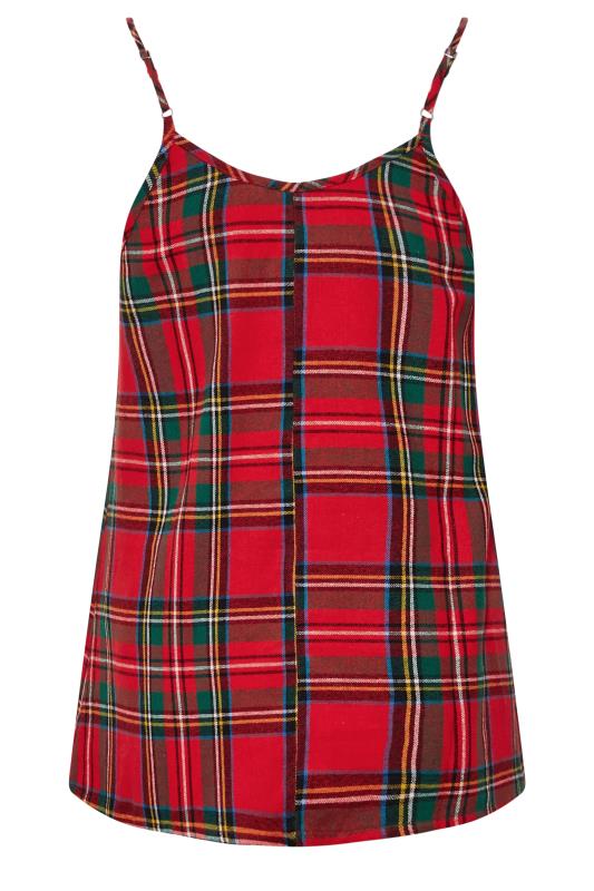 LIMITED COLLECTION Plus Size Red Tartan Check Cami Pyjama Top | Yours Clothing 8