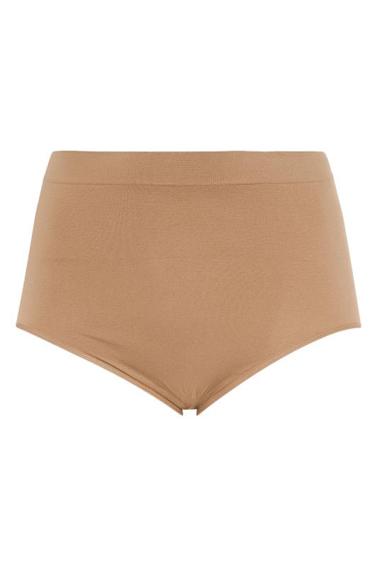 Light Brown Seamless Light Control High Waisted Full Briefs | Yours Clothing 4