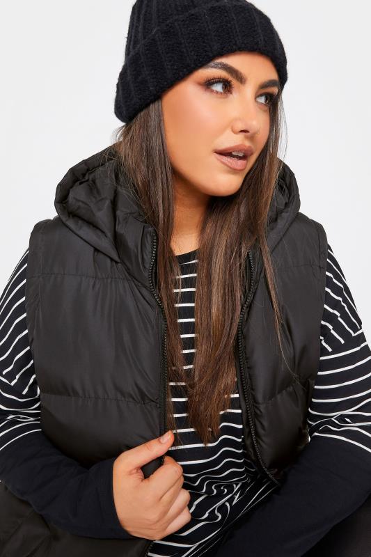 Womens Yours Curve PU Puffer Jacket - Black
