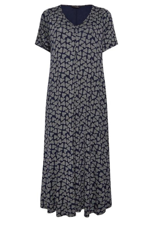YOURS Plus Size Navy Blue Heart Print Maxi Dress | Yours Clothing 6