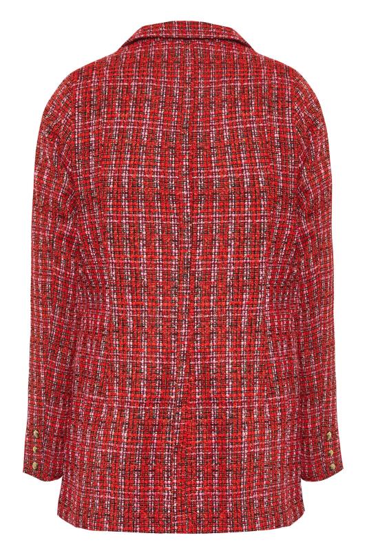 LTS Tall Womens Red & Pink Check Boucle Blazer  | Long Tall Sally  6