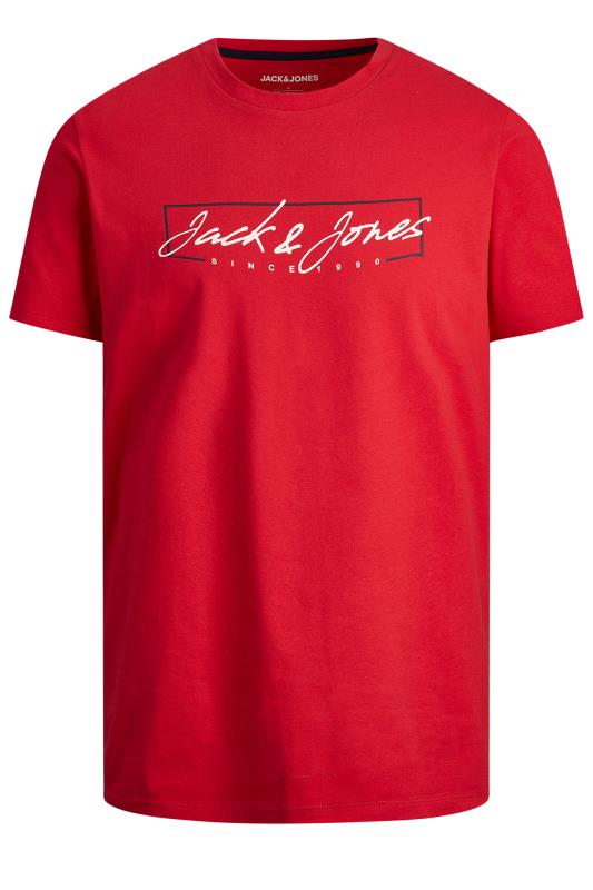 JACK & JONES Big & Tall Red Chest Logo Short Sleeve T-Shirt | BadRhino 2