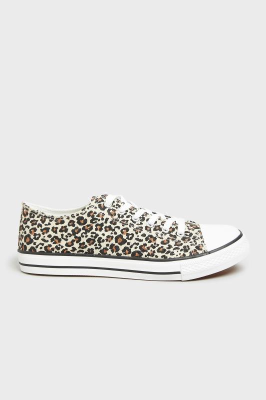 LTS Tall Women's Brown Leopard Print Canvas Low Trainers In Standard D Fit | Long Tall Sally  3