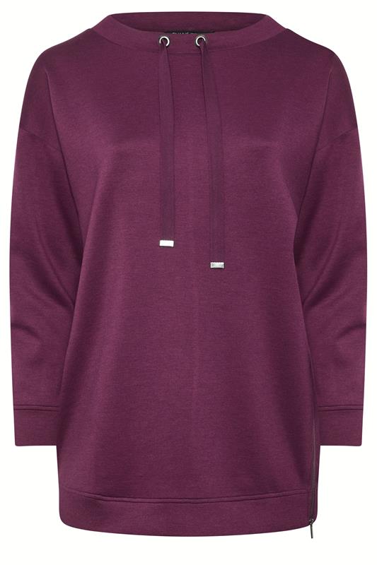 EVANS Plus Size Berry Red Luxe Zip Detail Sweatshirt | Evans  5