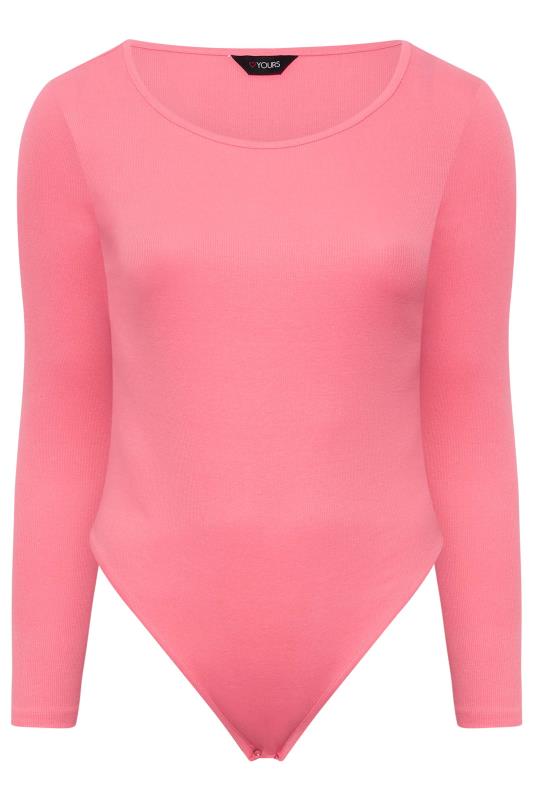 Curve Pink Long Sleeve Ribbed Bodysuit 6