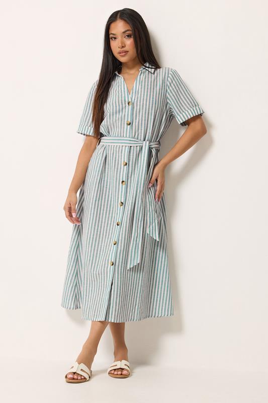  M&Co Petite Gestreiftes Hemdkleid in Blau