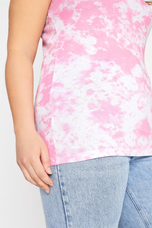 Plus Size Pink Tie Dye Ribbed Vest Top | Yours Clothing  4