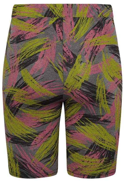 YOURS ACTIVE Plus Size Grey Slash Print Cycling Shorts | Yours Clothing 7