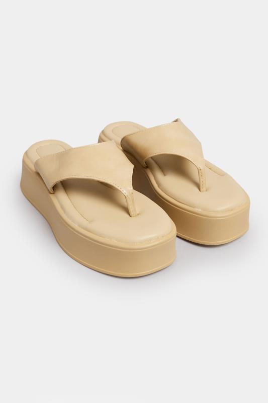PixieGirl Nude Toe Thong Flatform Sandals In Standard Fit | PixieGirl 2
